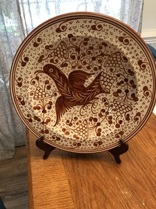 Handbemalter spanischer Keramik Vogel Teller RT 676 - 13" Wanddeko mit Aufhänger - Bild 1 von 4