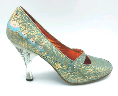 Irregular Choice "Lago de los Cisnes" Turquesa Gamuza Damas Paisley Court Reino Unido 3 UE 36 Foto 1 de 4