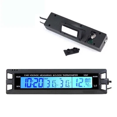 Dashboard Electronic Clock Car Thermometer Voltmeter Temperature Voltage Alarm ↑ - Image 1 of 4
