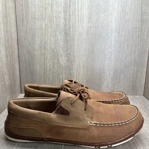 OluKai Mano Loafer Men 12 Slip On Flat Boat Shoe Casual Leather Brown 10249-3433 - Picture 1 of 12