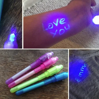 Pluma mágica luminosa de luz UV 2 en 1 4 piezas - Juguete de dibujo a tinta invisible para niños Foto 1 de 4