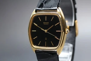 Vintage 1983 [N MINT] Seiko Chariot 6431-5100 Black Gold Quartz Men Watch JAPAN - Picture 1 of 11