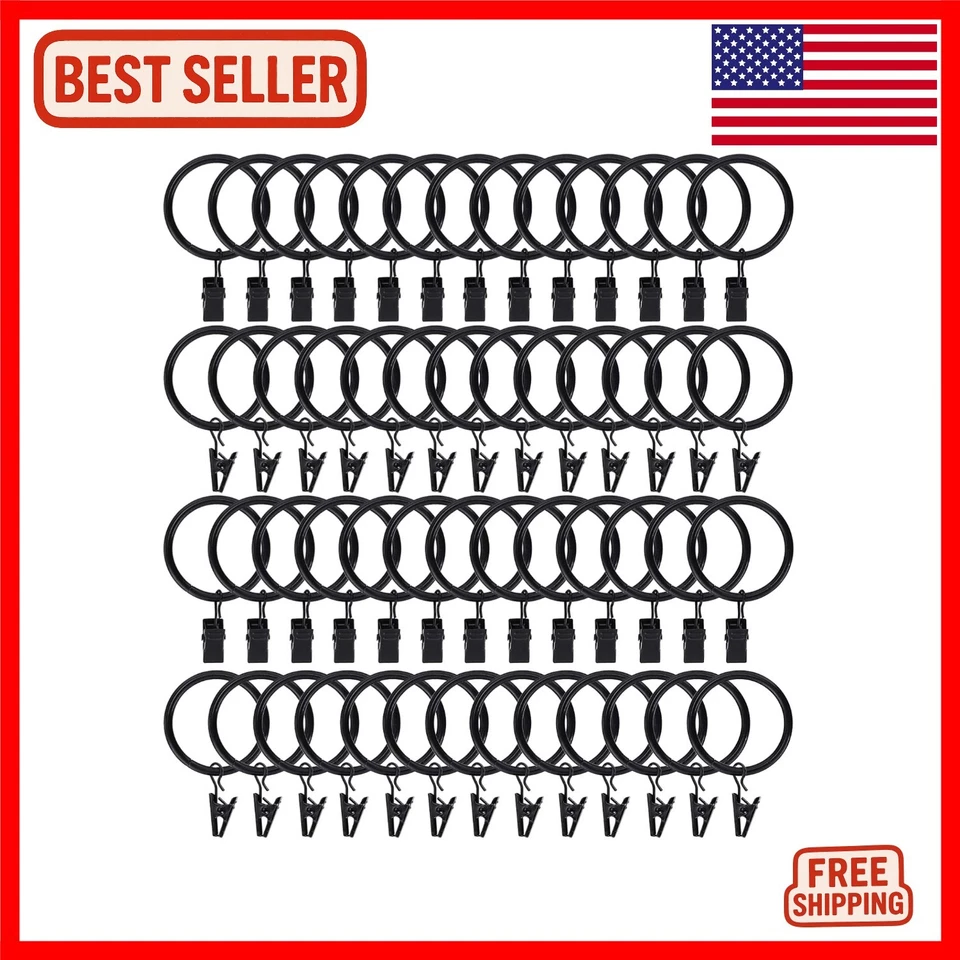 Lansian 100pcs Rustproof Drapery Matte Stainless Steel Metal Curtain Rings With