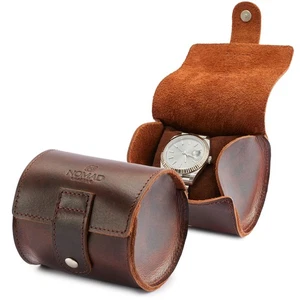 NomadCraftsCo. Estuche de viaje de cuero para reloj individual para hombre - Rollo de reloj de lujo con... - Imagen 1 de 6