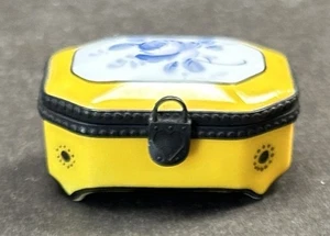 Antike Limoges Frankreich blau gold kleine Schmuckschatulle handbemalt Vintage P.V. - Bild 1 von 10