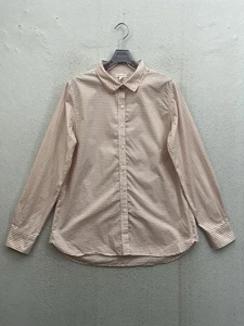 Garnet Hill Shirt Women’s 8 Pink And White Striped Pima Cotton Button Up - Picture 1 of 8