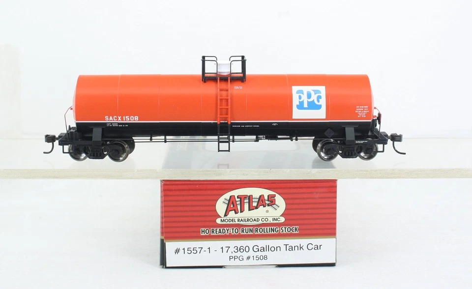 HO Scale Atlas 1557-1 PPG ACF 17,360 Gal. Tank Car SACX 1508 Excellent - Image 1 of 4