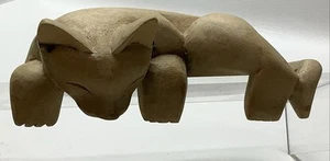 Carved Wood Cat Shelf Sitter Relaxed/Sleeping Cat Made In Indonesia - Picture 1 of 5