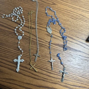 Vintage Rosary & Cross Necklace Lot With Additional Parts - Picture 1 of 6