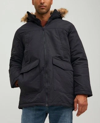 Chaqueta parka artesanal con capucha negra Jack & Jones para hombre Foto 1 de 4