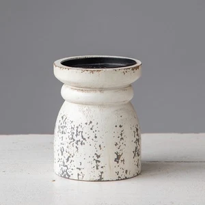 Rustic Candle Holder for Pillar Candle, Vintage White Wooden Pillar Candle Ho... - Picture 1 of 7