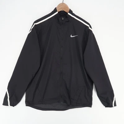 Jaqueta de corrida Nike Impossivelmente leve masculina M preta branca zíper completo reflexiva - Imagem 1 de 4