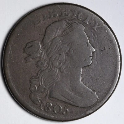 Busto drapeado 1805 centavo grande VF E715 AINHF - Imagem 1 de 2