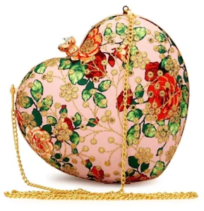 Hecho a mano para mujer rosa bordado forma de corazón embrague fiesta ropa estilos embrague - Imagen 1 de 5