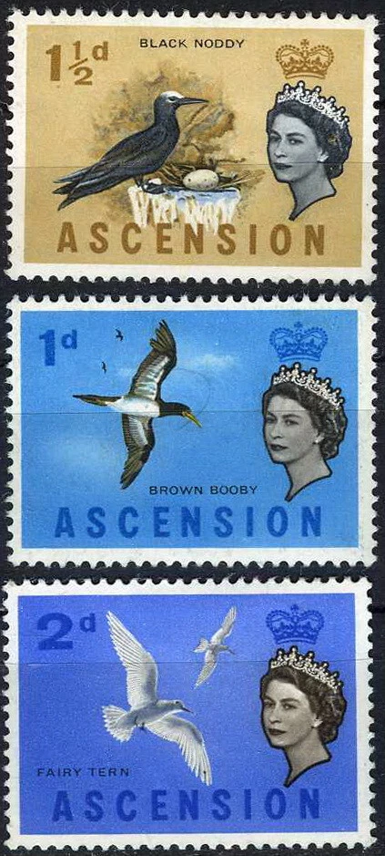 Ascension 1963 Queen Elizabeth & Island Birds MH (SC# 75-77) - Image 1 of 1