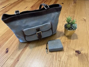 Dooney & Bourke East West Canvas / Leather Trim Donegal Crest Tote Shoulder Bag - Picture 1 of 21