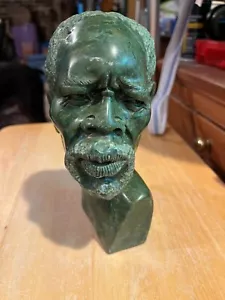 Verdite Afrika Shona Stamm Stein Büste eines Mannes Schnitzerei Skulptur Simbabwe 9 Zoll hoch - Bild 1 von 9