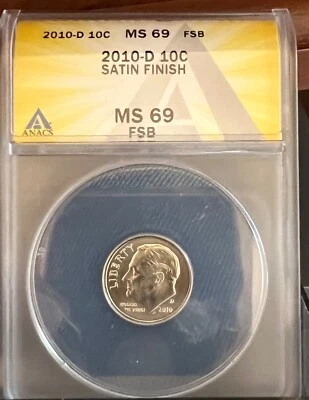 2010-D SATIN Finish Roosevelt Dime MS 69 FSB - Image 1 of 2