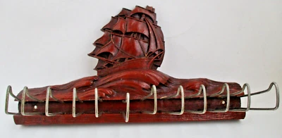 De Colección Para Hombres Cinturón de Corbata Montaje en Puerta de Pared 12 Ganchos Velero Madera Siroco Siracusa Nueva York Foto 1 de 4