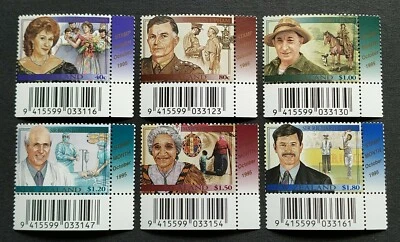 1995 New Zealand Famous New Zealanders 6v Stamps Mint NH (with Barcode Tabs) - Image 1 of 2