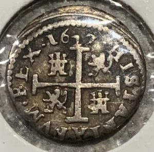 1627 Spanish Silver Coin 1/2 Reale Pirate Treasure Amulet & colonial Segovia P - Picture 1 of 4