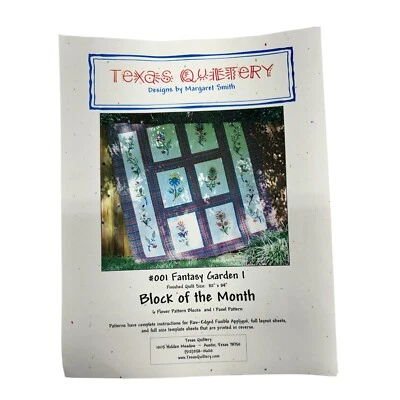 Texas Quiltery Quilt Pattern Fantasy Garden I Floral Applique New 2003 - Image 1 of 2