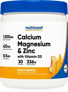 Nutricost Calcium Magnesium Zinc Citrates with Vitamin D3 Powder (30 Servings) - Picture 1 of 5