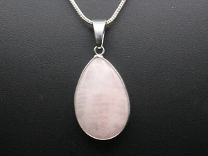 GOLDJUNGE69 GW ROSENQUARZ 30mm TROPFEN- EDELSTEIN-ANHÄNGER +KETTE - Bild 1 von 2