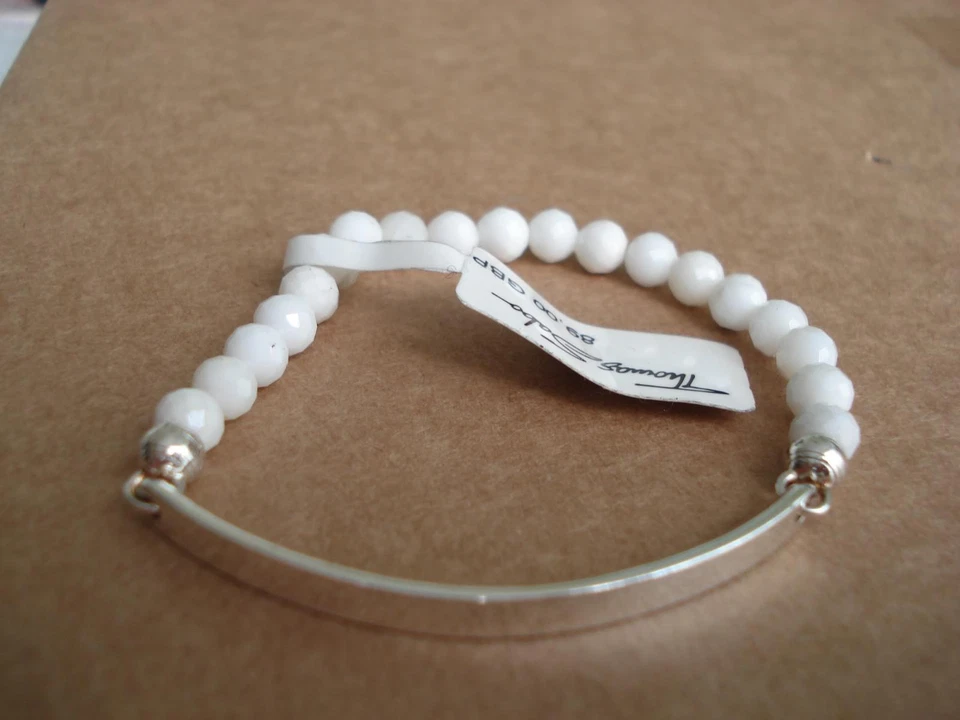 THOMAS SABO Plata Esterlina PUENTE DE AMOR Pulsera con Cuentas de Ágata Blanca Factadas  Foto 1 de 4