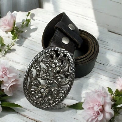 Cinturón Cintura Cuero Marrón Medallón Boho Hada Occidental Y2K Hippie Festival Talla M Foto 1 de 4