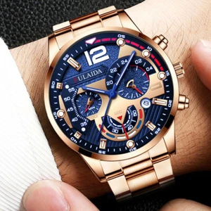 Classic Luxury Men's Stainless Steel Watch Casual Analog Date Quartz Wrist Watch - Picture 1 of 18