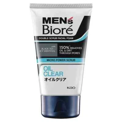 Biore Men Double Scrub Facial Foam Oil Clear 100g Free Shipping World Wide - Image 1 of 2