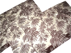 ROSE TREE DENTON MISTRAL BROWN BOTANCIAL TOILE FLORAL (2 TAILORED VALANCES 19X78 - Picture 1 of 9