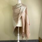 Soia And Kyo Shawl One Size Pink Ivory Brown Wrap Colorblock Scarf 53X57