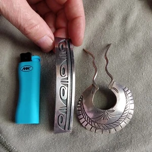 2 piezas con clip para barrita de cabello de plata esterlina nativa americana navaja. - Imagen 1 de 7