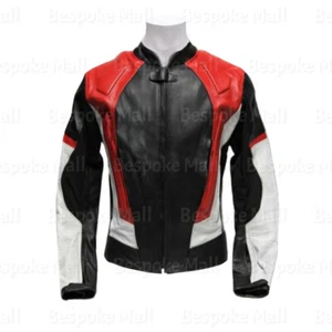 New Men's Multicolor Motorbike Motorcycle Cowhide Leather Jacket Safety Pads-504 - Picture 1 of 3