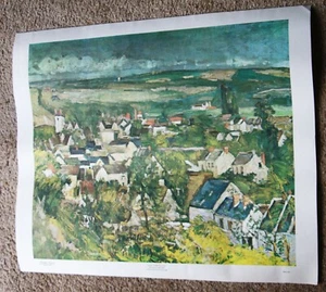 Vintage 1967 Paul Cezanne Auvers Village Panorama canvas print Chicago Art Inst - Picture 1 of 5