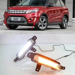 DRL For Suzuki Vitara 2015-2018 LED Car Daytime Running Light Fog Lamp With Turn - Picture 1 of 8