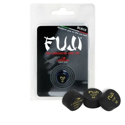 1 LONGONI FUJI Pool Billiard CUE TIP - BLACK - MEDIUM - 13 or 14 mm