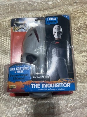 NEW Disney Star Wars The Inquisitor Costume Jumpsuit and Mask Complete Size 8-10 - Image 1 of 2