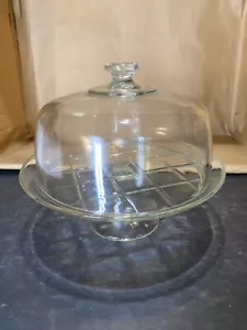 Piatto torta asse a scacchiera vetro indiana vintage con coperchio/ciotola punzone - Foto 1 di 11