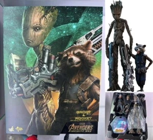 Hot toys MMS476 1/6 Groot & Rocket Collectible Set Avengers Infinity War Used - Picture 1 of 5