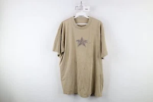 Vtg 90s Fender Guitar Mens XL Thrashed Spell Out Band T-Shirt Beige Cotton USA - Picture 1 of 15