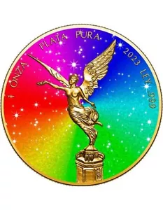 GOLD DIAMANT REGENBOGEN Libertad 1 Oz Silbermünze Mexiko 2023 - Bild 1 von 5