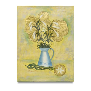Arte de Nueva York - Dólares de Oro y Flores 12x16 Pintura al Óleo Original sobre Lienzo - ¡Oferta! - Imagen 1 de 3