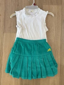 Finding Foxtale Kids White Ruffle Top & Teal Pleated Skort Set Size 8/10 Cotton - Picture 1 of 6