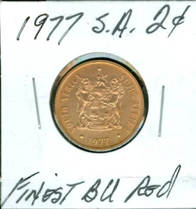 1977 SOUTH AFRICA 2 CENTS FINEST GEM BU RED SHIPPING IS 90 CENTS - Picture 1 of 2