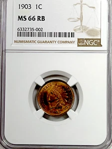 1903 Indian Cent : NGC MS66RB - Picture 1 of 4