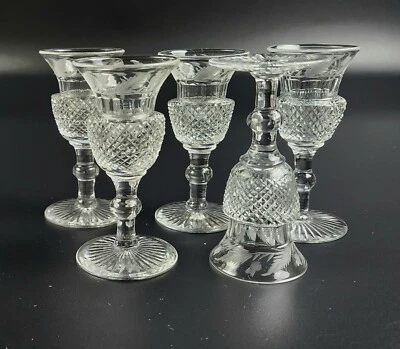 Vintage - Set of 5- 3.5" Tall -Cordial Glass Thistle (Cut) by EDINBURGH CRYSTAL  - Image 1 of 4