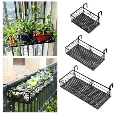 Wrought Iron Planter Shelf Holder Backyard Fence Flowerpot Hanging Rack Home - Image 1 of 4